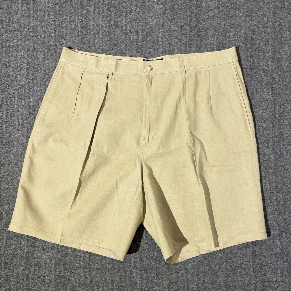 Vintage 90's Polo Ralph Lauren Beige Linen/Cotton Pleated Shorts Sz 40